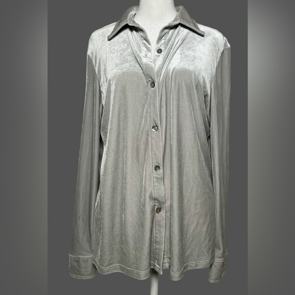 French Laundry Tops - French Laundry Silver Button Down Shirt